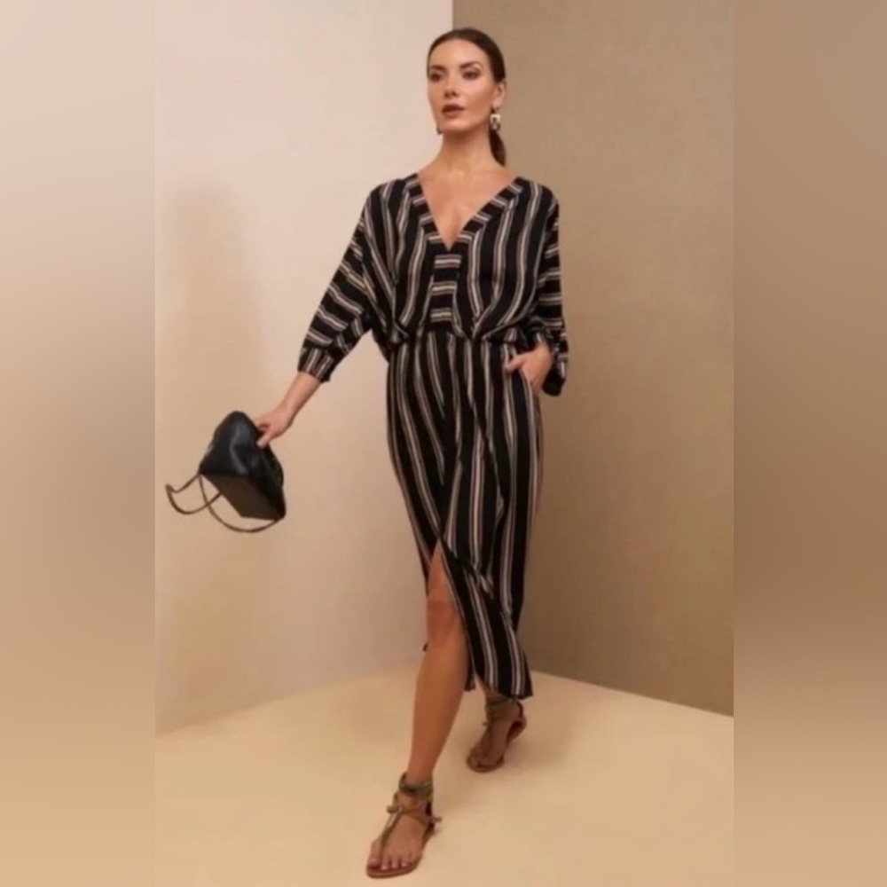 NWT Anthropologie Uma & Leopold Anita Striped Midi Kaftan Dress - Size Small